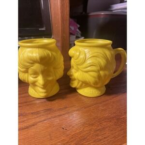 (2) Vintage 1981 Ronald McDonald's Cups - Plastic Yellow Drink Mugs Advertising
